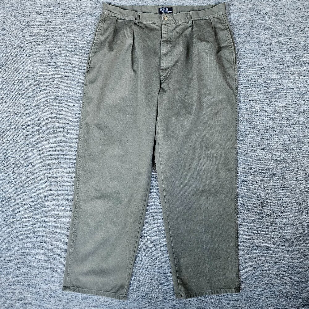 VTG Polo Ralph Lauren Mens Green Chino Pants Size 38x30 Made in USA 80s 90s